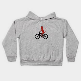 Illustration of a cute demon on the bike Kids Hoodie